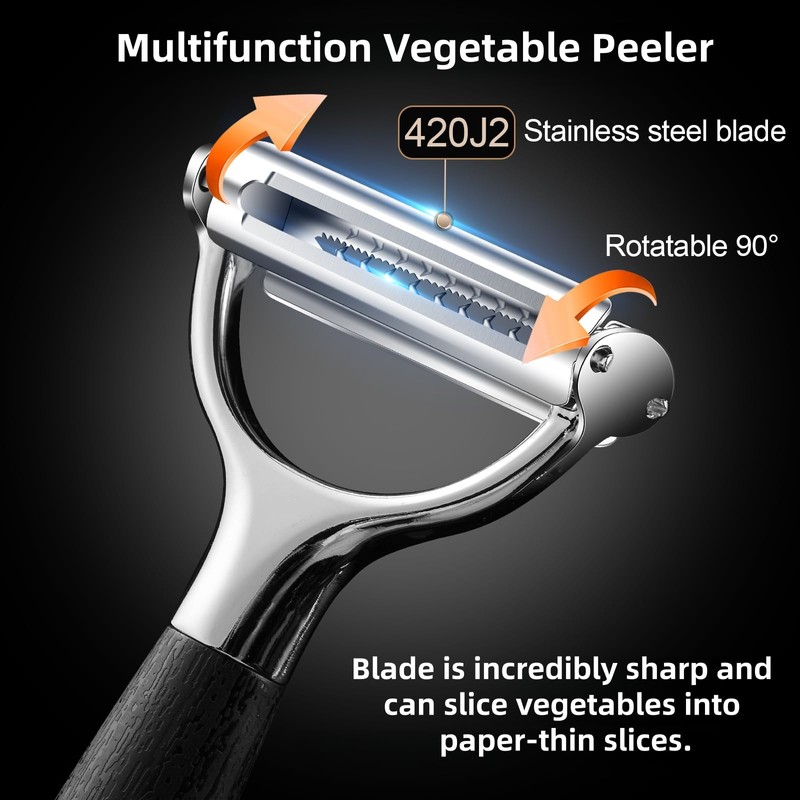 Huakai 2-in-1 Julienne Peeler Vegetable Peeler for Kitchen