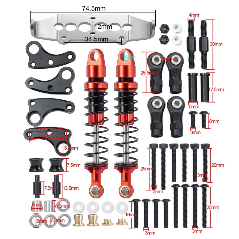 AXspeed 2pcs 80mm Metal Shock Absorber Cantilever Suspension Kit for