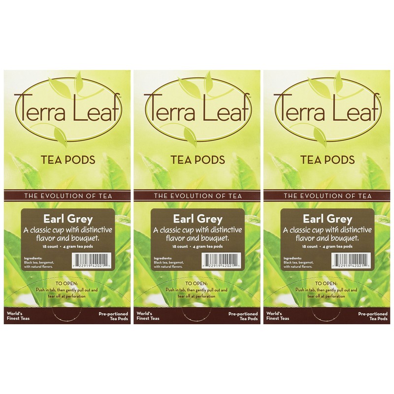 Terra Leaf Earl Grey Tea Pods, 18 counts, 3 pack