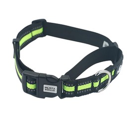 Reflective Martingale Collar with Quick Snap Buckle,No Pull Dog Choker Collar for Small Medium Large Dogs (Black&Green, M, 35-50cm)
