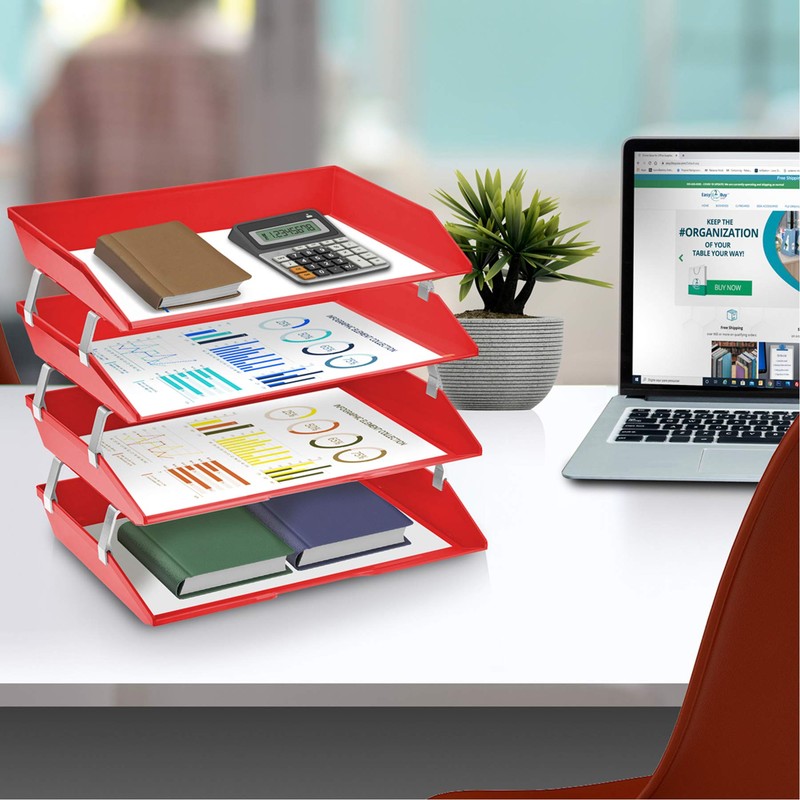 Acrimet Facility 4 Tier Letter Tray Side Load Plastic Desktop