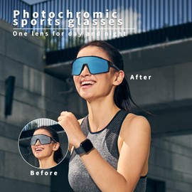 WGKVP Bike Glasses Photochromic Cycling Glasses Men Women Sports Sunglasses for Mountain Running Golf Goggles Fishing