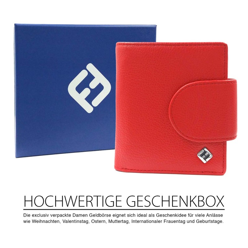 FreeHaveFun RFID Women's Leather Wallet Separate Coin Pocket, red, rfid