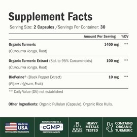 Turmeric Curcumin Supplement – 1400mg Organic Turmeric Curcumin with Black Pepper Extract for Max Absorption – Digestive & Joint Supplements for Men &