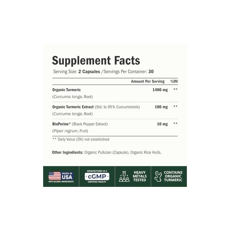 Turmeric Curcumin Supplement – 1400mg Organic Turmeric Curcumin with Black