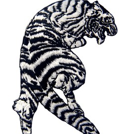 Tiger Patch The Roaring Striped White Tiger Applique Embroidered Iron On Sew On Badge
