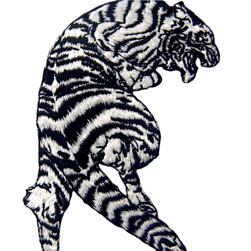 Tiger Patch The Roaring Striped White Tiger Applique Embroidered Iron