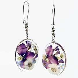 CXUEMH Pressed Flower Earrings Multi-Colored Flower Earrings for Women Teardrop Dangle Earrings Forget-me-not Resin Earrings Real Dried Flower Jewelry (Forget-me-not)