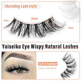 Wispy Eyelashes Fluffy False Eyelash Natural Look Wispy Clear Band False Cat Eye Lashes that Look Like Extensions Soft Handmade Reusable Half Eyelashes(5 Pairs Pack,16MM)
