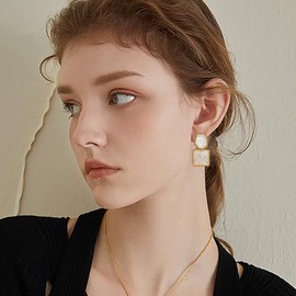 Suyi Gold Drop Earrings for Women Colorful Water Ripple Dangle Earrings White