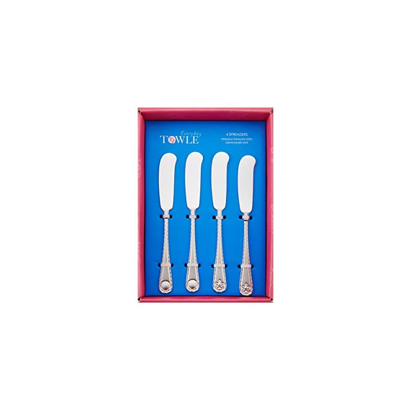 Towle Living Antigua Frost Spreaders, Set Of 4, Stainless Steel