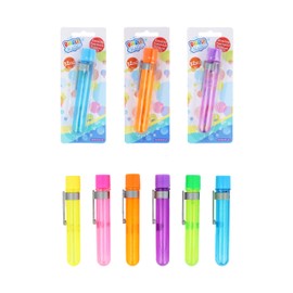 Henbrandt 3 x Touchable Bubble Test Tubes, 6 Assorted Colours, 32ml - Long Lasting Bubbles, Party Favours, Kids' Toy, Bubble Wand Included, 12cm