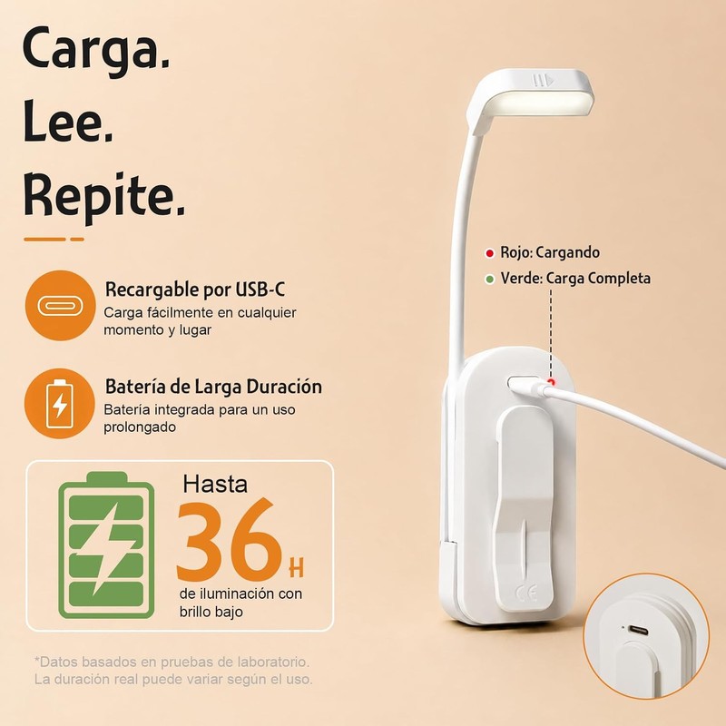 L?mpara Led Plegable con Clip para Libros
