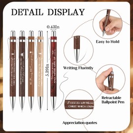 Spakon 20 Pack Bible Verse Bamboo Retractable Ballpoint Pens Christian Pen Inspirational Bible Verse Ballpoint Pens Black Ink Pen for Men Women Journal Writing Office Religious Gifts