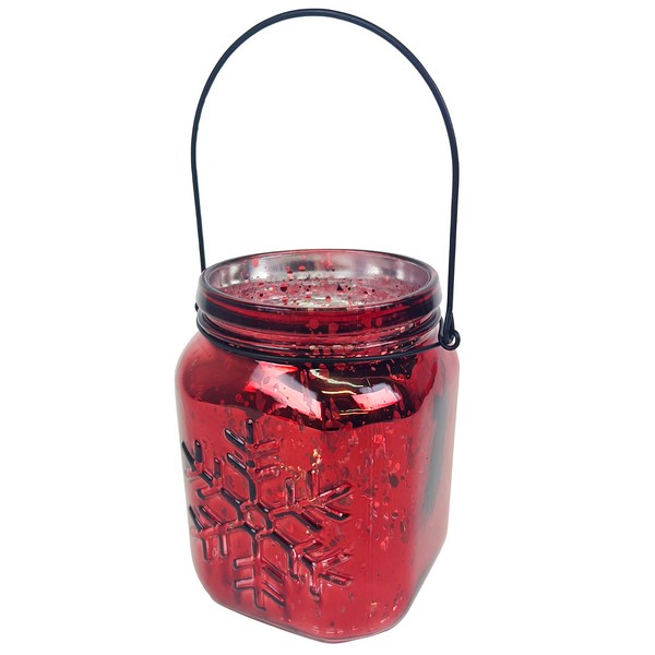 Exultimate Candle Holder Jar Christmas Hurricane Table Centerpiece Tealight Red
