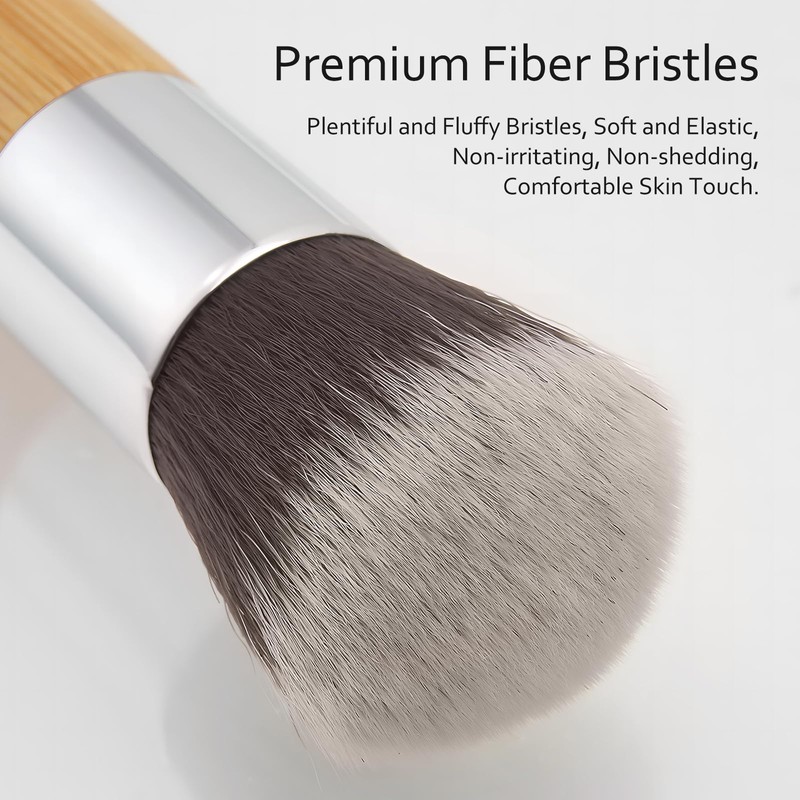 2 Piece Professional Kabuki Foundation Brush Set: Flat & Angled