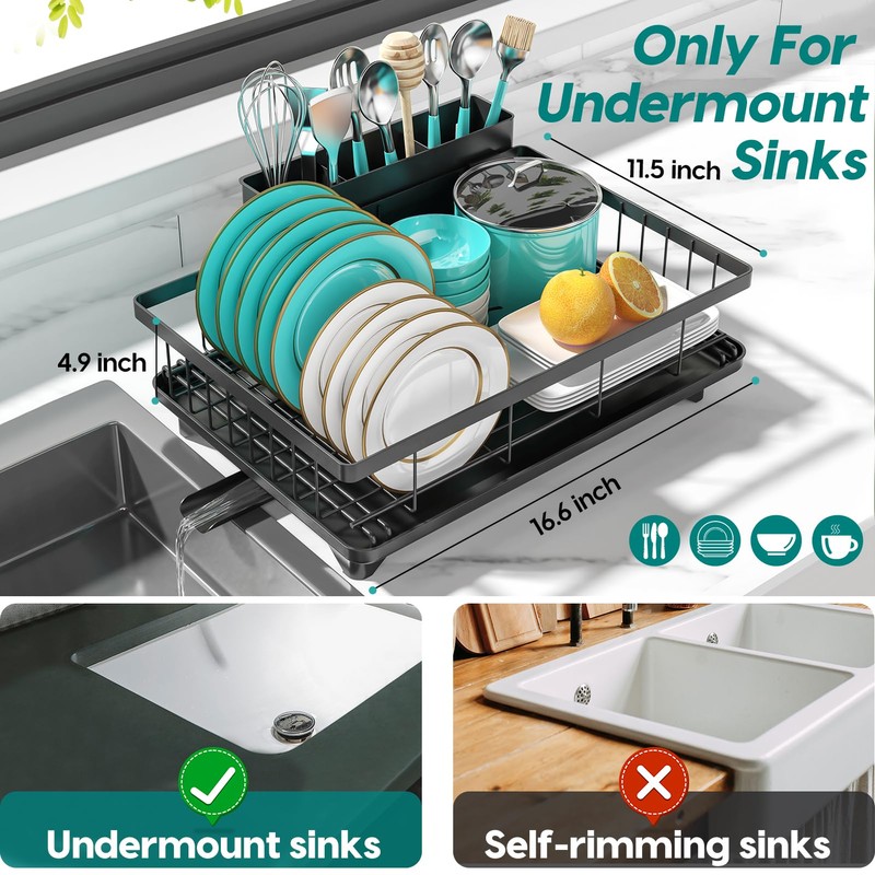 MERRYBOX Dish Drying Rack Large Capacity 2 Tier Dish Drying