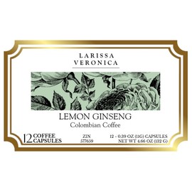 Lemon Ginseng Colombian Coffee (Single Serve K-Cup Pods) (Gourmet, Naturally Flavored, Whole Coffee Beans) (12 pods, ZIN: 577659) - 2 Pack