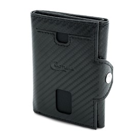 MOTUNE® Smart Wallet II with Coin Compartment - Men's and Women's Wallet with 8 Card Slots - Wallet for Men and Women - Slim Wallet with RFID Protection and Space for 12-14 Cards (Carbon), black,