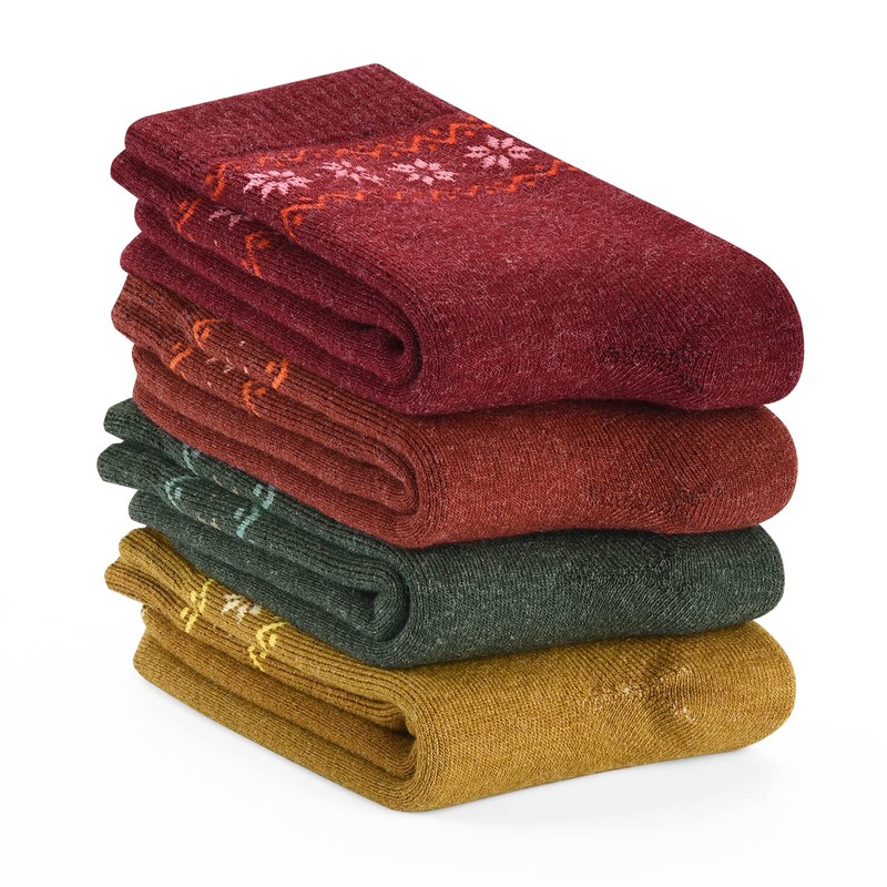 NinetoFiveLife Pack of 4 Winter Warm Thick Wool Socks Women