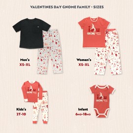 Lazy One Valentines Day Gnome Family Matching Pajamas Set, Valentines Day Pajamas for Baby & Kids, Teens and Adult