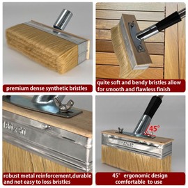 Deck Stain Brush with Long Handle 7 Inch Deck Stain Applicator with 59IN Extension Pole Paint Brushes for Wood 4" 5" Deck Brush for Walls Quick Decking Fence Furniture