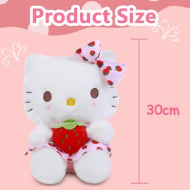LGQHCE Hellokiitty Plush Doll, Hellokiitty Plush Toy Figure Soft Stuffed Animal Doll Plushies Animal Plush Doll Cartoon Cuddly Doll Figurine Plush Birthday Gift for Boys and Girls (30cm)