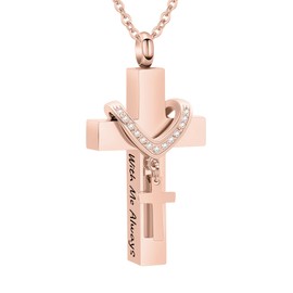 InfuMemo Cremation Jewelry for Ashes Pendant - Cross Urn Necklace with Mini Keepsake Urn Memorial Ashes Jewelry - With Me Always