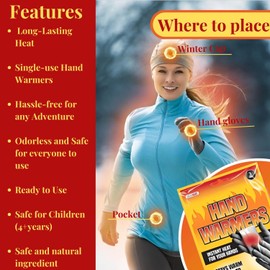 FERRIS | Hand Warmers (12 PACK) Air Activated Long-Lasting Disposable Heat Packets for Cold Weather, Outdoor Sports & Hiking | Pocket Warmers Give Instant Warmth, Safe & Odourless Winter Essential