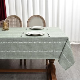 Zobesta Sage Green Tablecloth Linen Cotton Sage Table Clothes for Rectangle Tables, Heavy Duty Washable Farmhouse Soft Boho Tablecloth for Kitchen & Table Linens (Sage Green, 53 x 70 Inch)