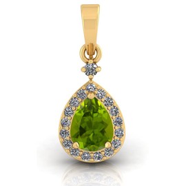 LMDPRAJAPATIS Piedra natal natural de 6,50 quilates, piedra de peridoto chapada en oro de 22 quilates, hermoso colgante en forma de pera, regalo para boda, anversia, compromiso, Piedra preciosa, peridoto