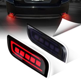 BINQIGOO Full LED Rear Bumper Reflector Lights For Subaru 2008-up Impreza/2008-2014 WRX,STI/2013-up XV Crosstrek Tail Brake Fog Lamps Daytime Running Light Turn Signal Accessories (Smoked)