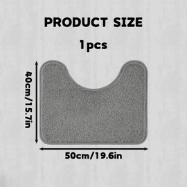 YJWCZJ 50x40cm Toilet Mats Pedestal Only, U-Shaped Non-Slip Toilet Mat for Bathroom, Gray Pedestal Mat for Toilet, Soft and Absorbent, Easy to Clean
