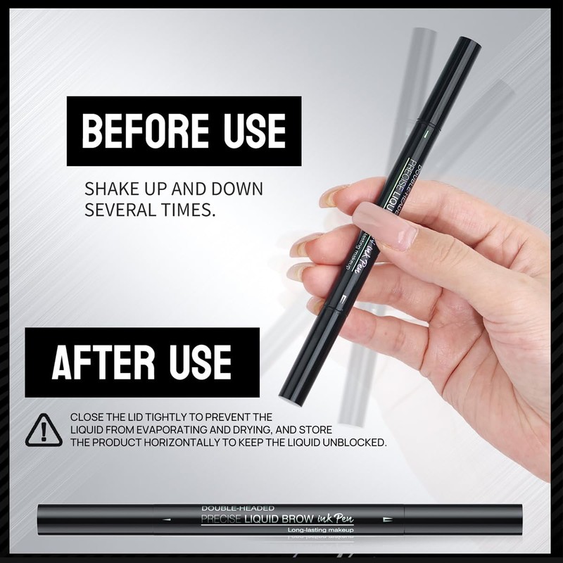 2-Tip Eyebrow Pen, Eyebrow Pencil Dual-Ended Microblading Eyebrow Pen with