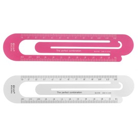 HARFINGTON Straight Ruler 12cm Metric Bookmark Clip Ruler Metal Aluminum Alloy Scale on Both Sides Measuring Scale Tool for Measure Study Reading Classroom Office, Silver Tone & Red