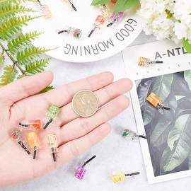 yufana Set of 36 Milk Tea Fruit Pendants, Bubble Tea Pendants, Milk Tea Jewellery Making Yourself, Craft Bubble Tea Pendants, Milk Tea Charms, Pendant Set, for Earrings, Bracelets, Necklaces, Resin