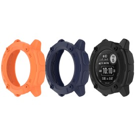 TenCloud Instinct 2X Solar Cases Intended for Garmin Instinct 2X Solar Tactical Edition Watch Case Silicone Protective Case Intended for Instinct 2X Solar Accessories (Black+Blue+Orange)