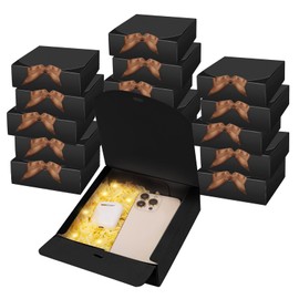 15 PCS Cajas de Regalo con Tapa, Caja de Regalo de Papel Kraft con Cinta, Caja de Propuesta de Dama de Honor para Boda, Embalaje, Regalo, Cumpleaños, Cupcake (negro 16.5 * 16.5 * 5cm)