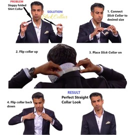 Slick Collar Juego de Bonificación de Soporte de Cuello de Camisa Ajustable con Collar Stays para Cuellos de Camisa Rígidospara Camisas de Hombres y Mujeres en Paquete de Almacenamiento EDC Premium