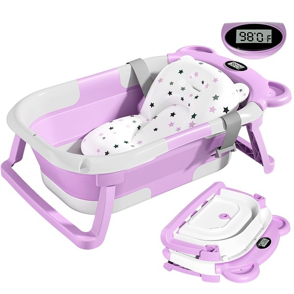 TPN Collapsible Baby Bathtub for Infants to Toddler with Real-time