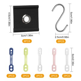Yoicn Lth Pack of 8 Camping Hooks Piping Strip for Piping Rail, Hook for Piping Strip Caravan with 10 Pieces Non-Slip Closure Windproof for Motorhome, Caravan, Awning, Camping Tent