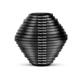 NinoLite Camera Lens Adapter Ring Set of 18, 49-52-55-58-62-67-72-77-82-86mm Step-Up Rings + 9 Pieces 86-82-77-72-67-62-58-55-52-49mm Step Down Rings Made of Premium Anodized Aluminum Alloy