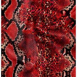 Soimoi Orange Velvet Fabric Leopard & Snake Animal Skin Fabric Prints by Yard 58 Inch Wide