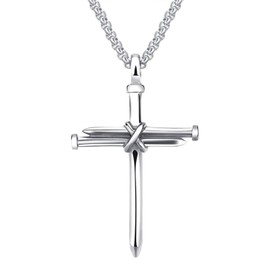 Cupimatch Jesus Kette Herren Edelstahl Kreuz Anhänger Poliert Herren Halskette 22.04"(56cm) (Silber 2)