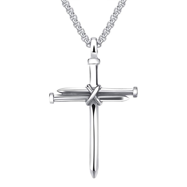 Cupimatch Jesus Kette Herren Edelstahl Kreuz Anhänger Poliert Herren Halskette