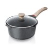 Bakoniion Ceramic Nonstick 4 QT Saucepan with Lid, Cast Aluminum