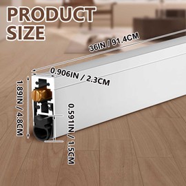 Yaocom 36" Aluminum Automatic Door Bottom, Acoustic Heavy Duty Door Sweep Double Seal, 36" L x 0.91" W x 1.89" H