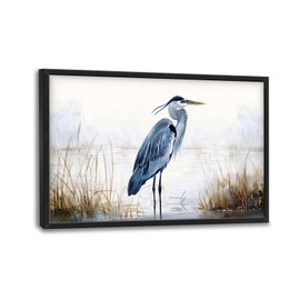 Heron Wall Art Blue Bird Pictures Wall Decor Chinoiserie Coastal Extra Large Canvas Prints Framed Artwork Paintings Home Office Decorations For Living Room Bedroom Dinning Room 36"x24"