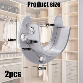 AZWOOD Flange Rod Holder, 25 mm/1 inch Stainless Steel Closet Pole Sockets 2 Pcs Heavy Duty Wardrobe Pole Brackets U Shaped Closet Rod End Supports with Screws for Wardrobe Shower Curtain