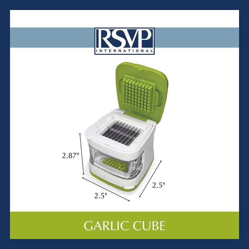 RSVP International Garlic Clove Cube Press Tool, Green/White | BPA-Free